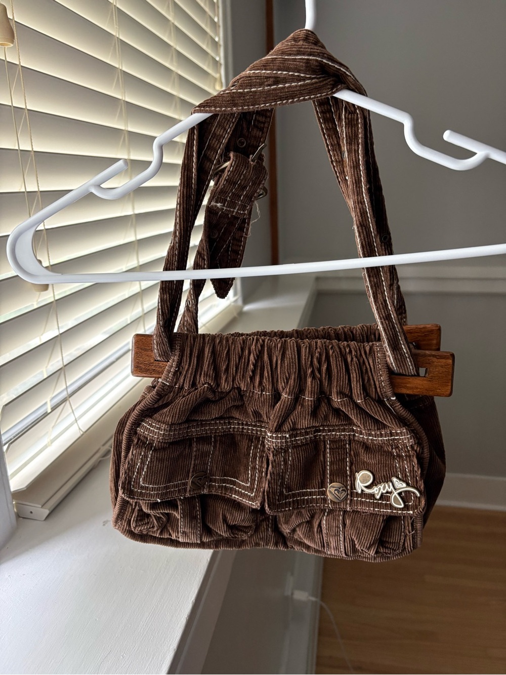 Vintage Roxy Brown Corduroy Cargo Shoulder Bag